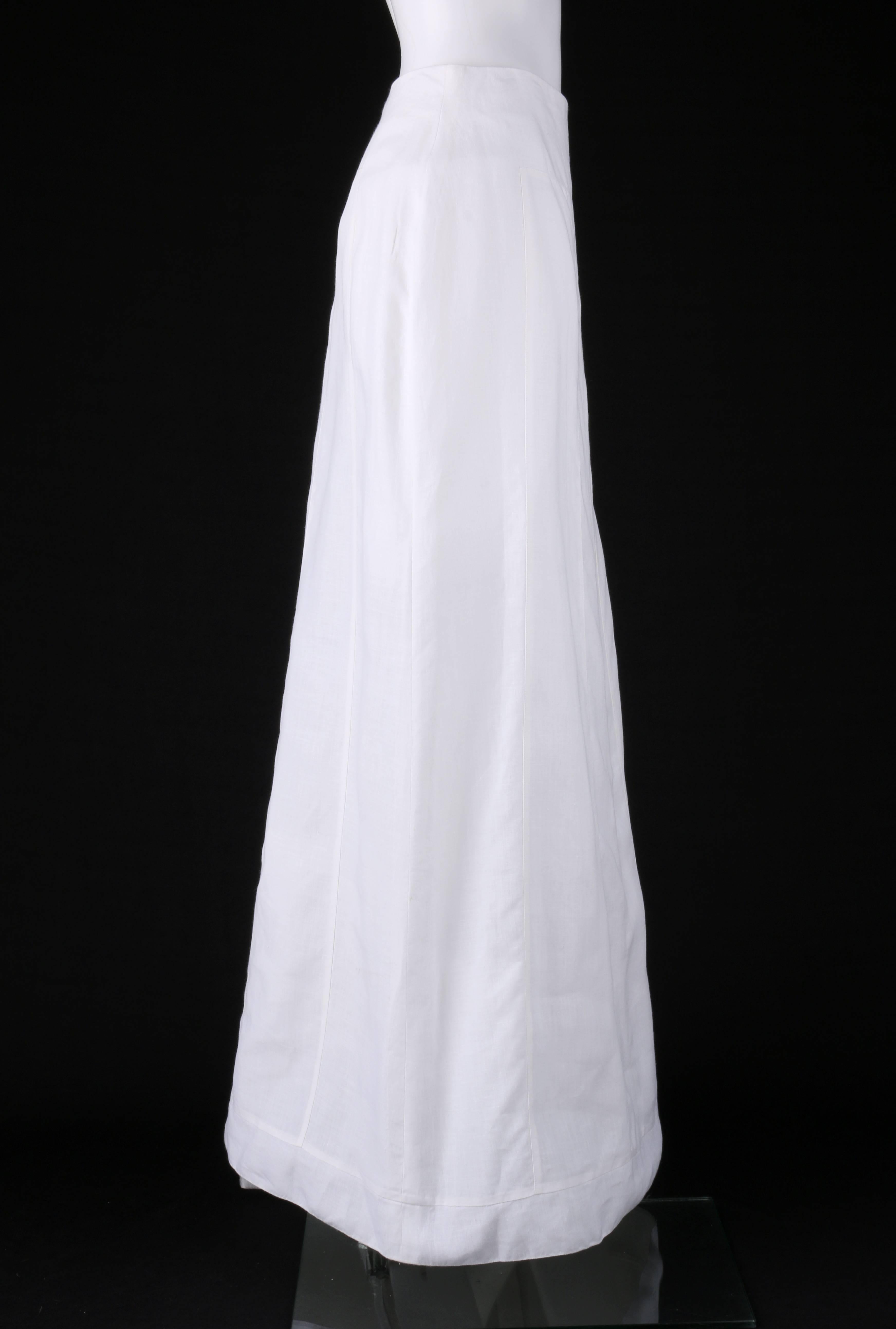 floor length white skirt