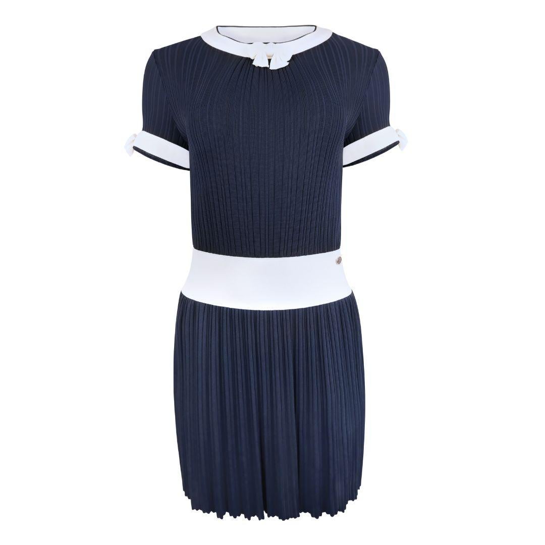 CHANEL SS 2014 Bow Detail Rib Knit Mini Dress For Sale
