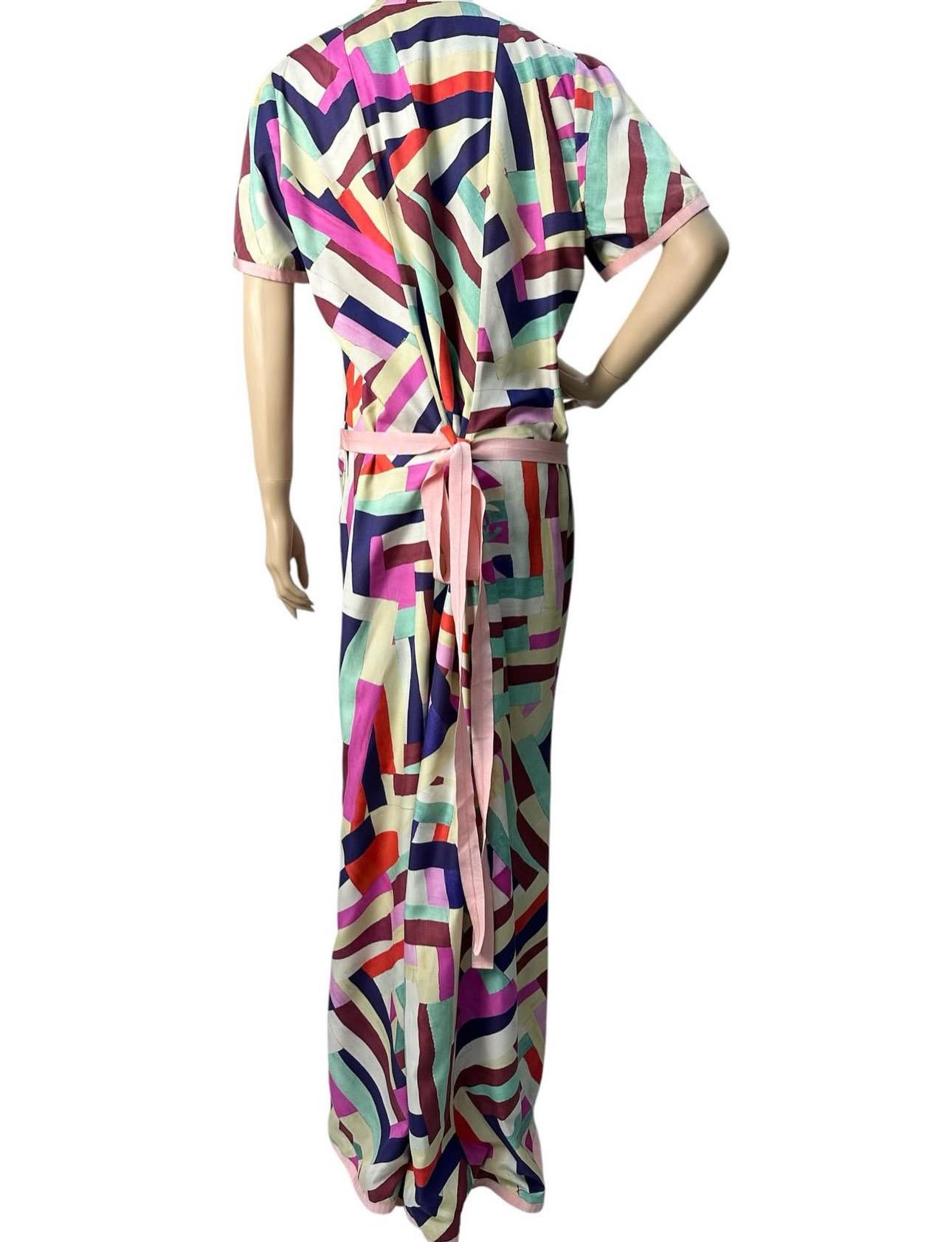 Chanel SS 2016 Robe longue en soie abstraite multicolore Sz.46 Pour femmes en vente