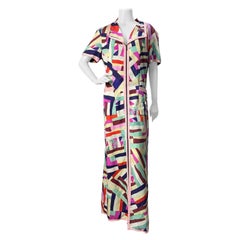 Chanel SS 2016 Multicolor Abstrakt Seide Maxikleid Sz.46