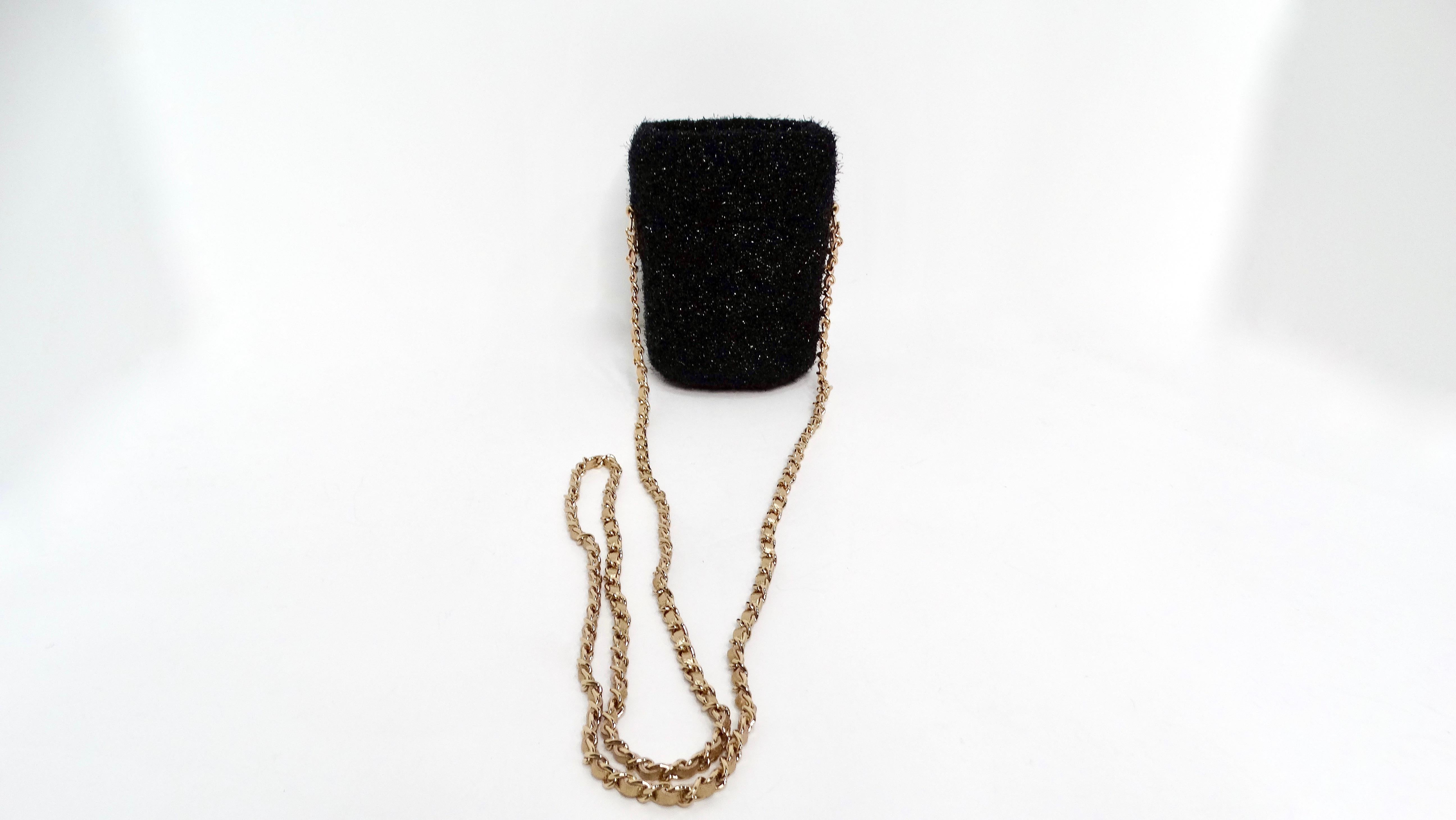 Chanel SS-2022 Haute Couture Black Lurex Tweed Mini Bucket Crossbody Bag For Sale 1
