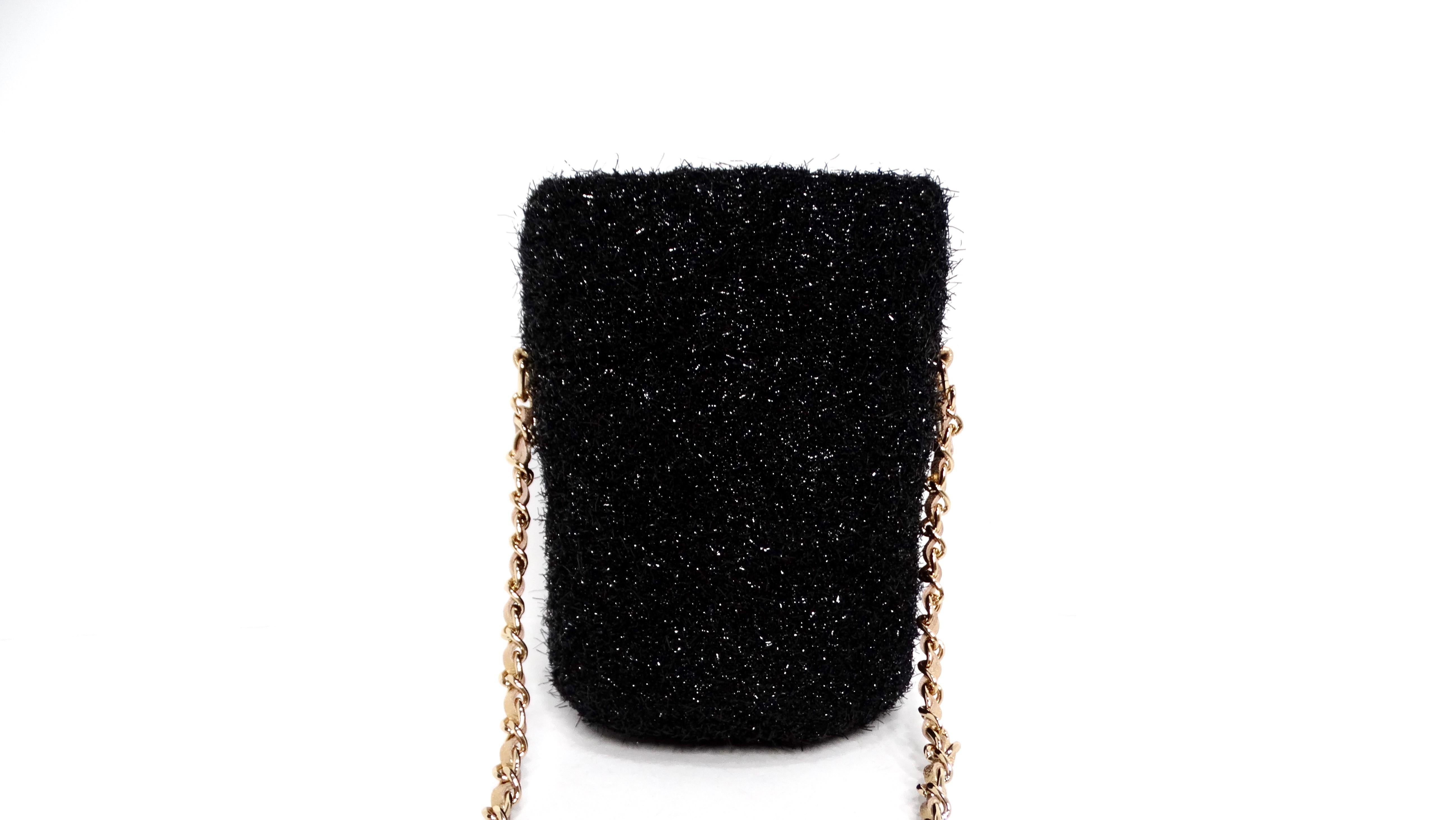 Chanel SS-2022 Haute Couture Black Lurex Tweed Mini Bucket Crossbody Bag For Sale 2