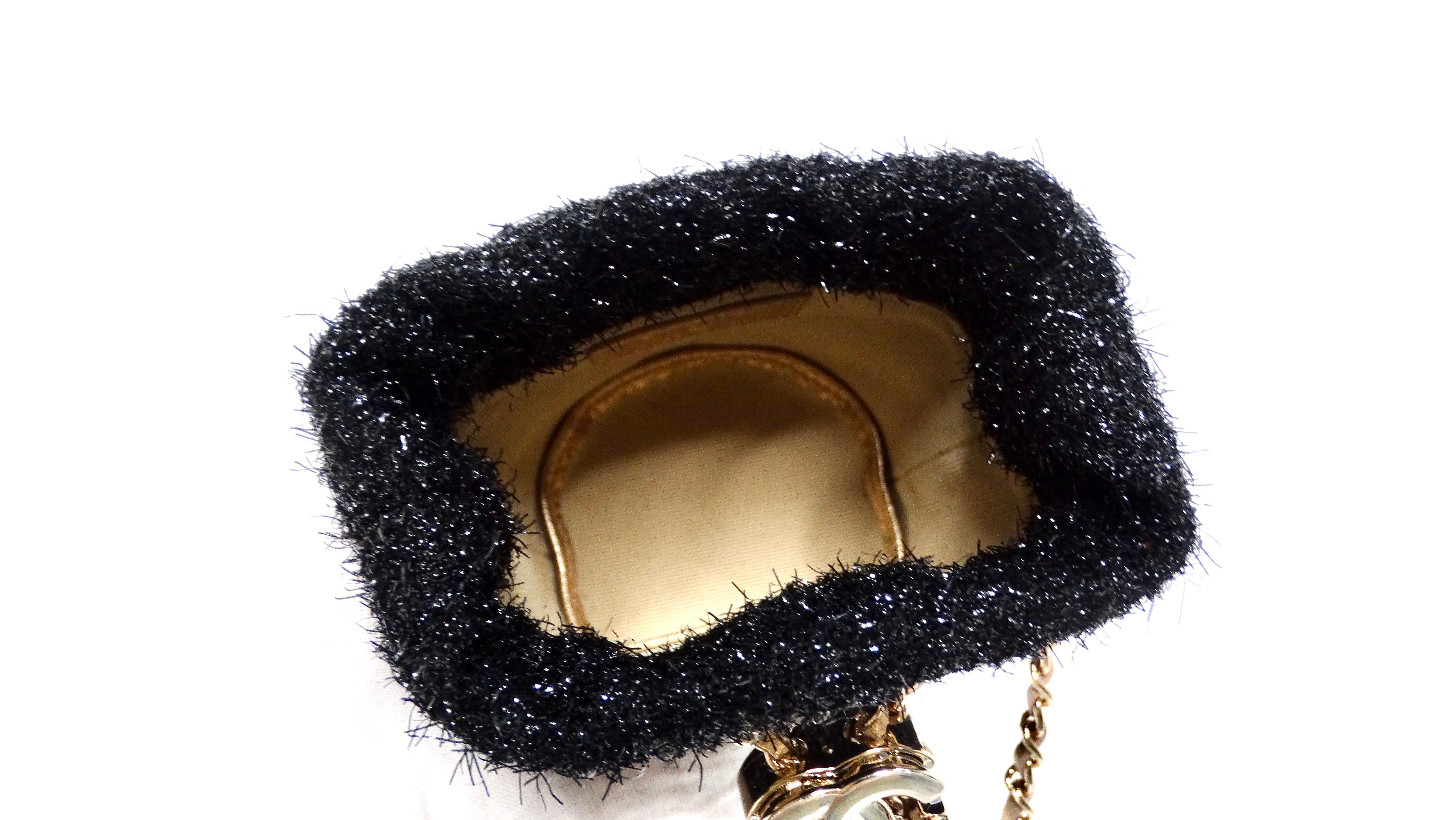 Chanel SS-2022 Haute Couture Black Lurex Tweed Mini Bucket Crossbody Bag For Sale 5