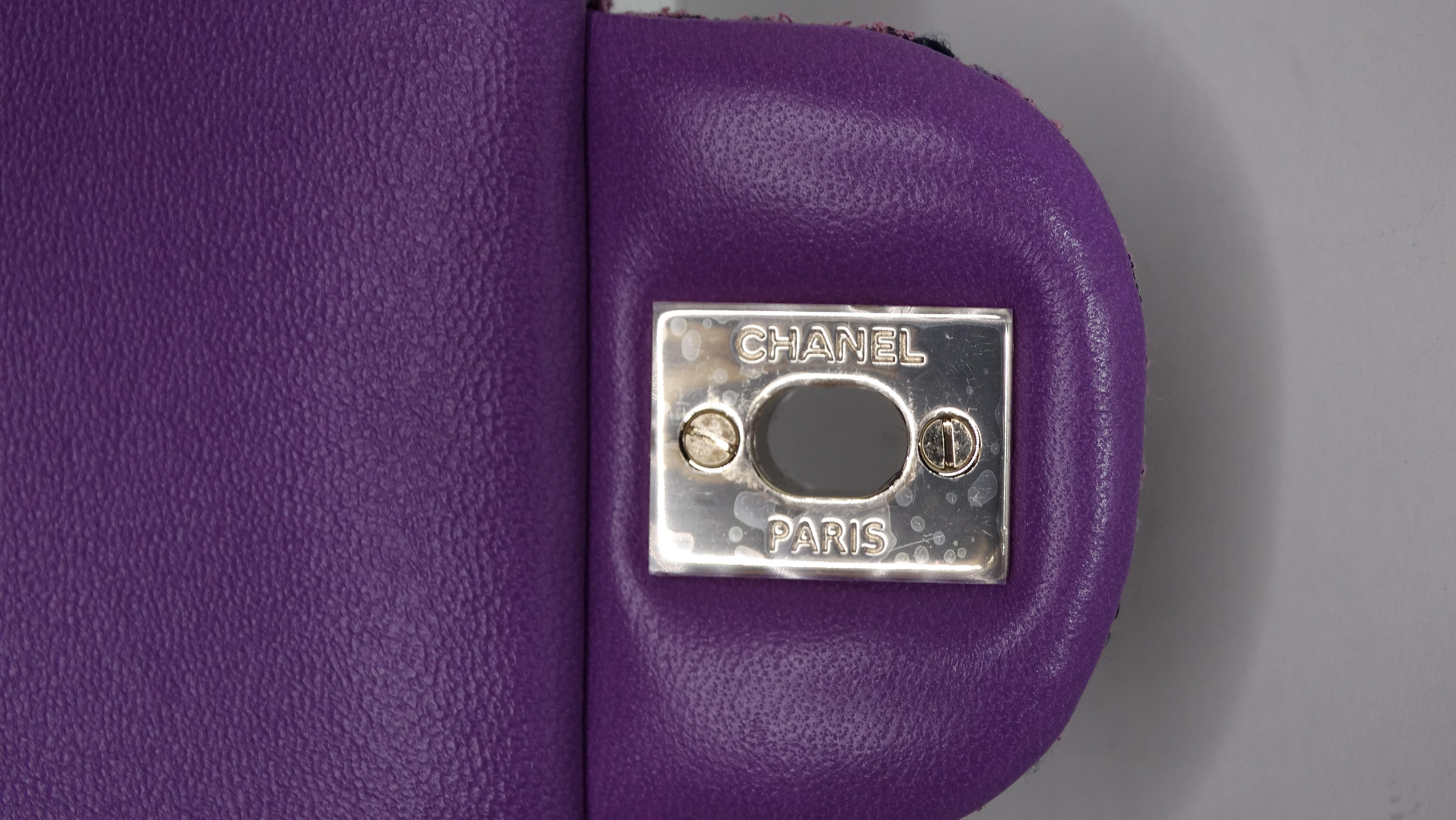 CHANEL SS 2022 Mini Purple Tweed Flap Bag 6