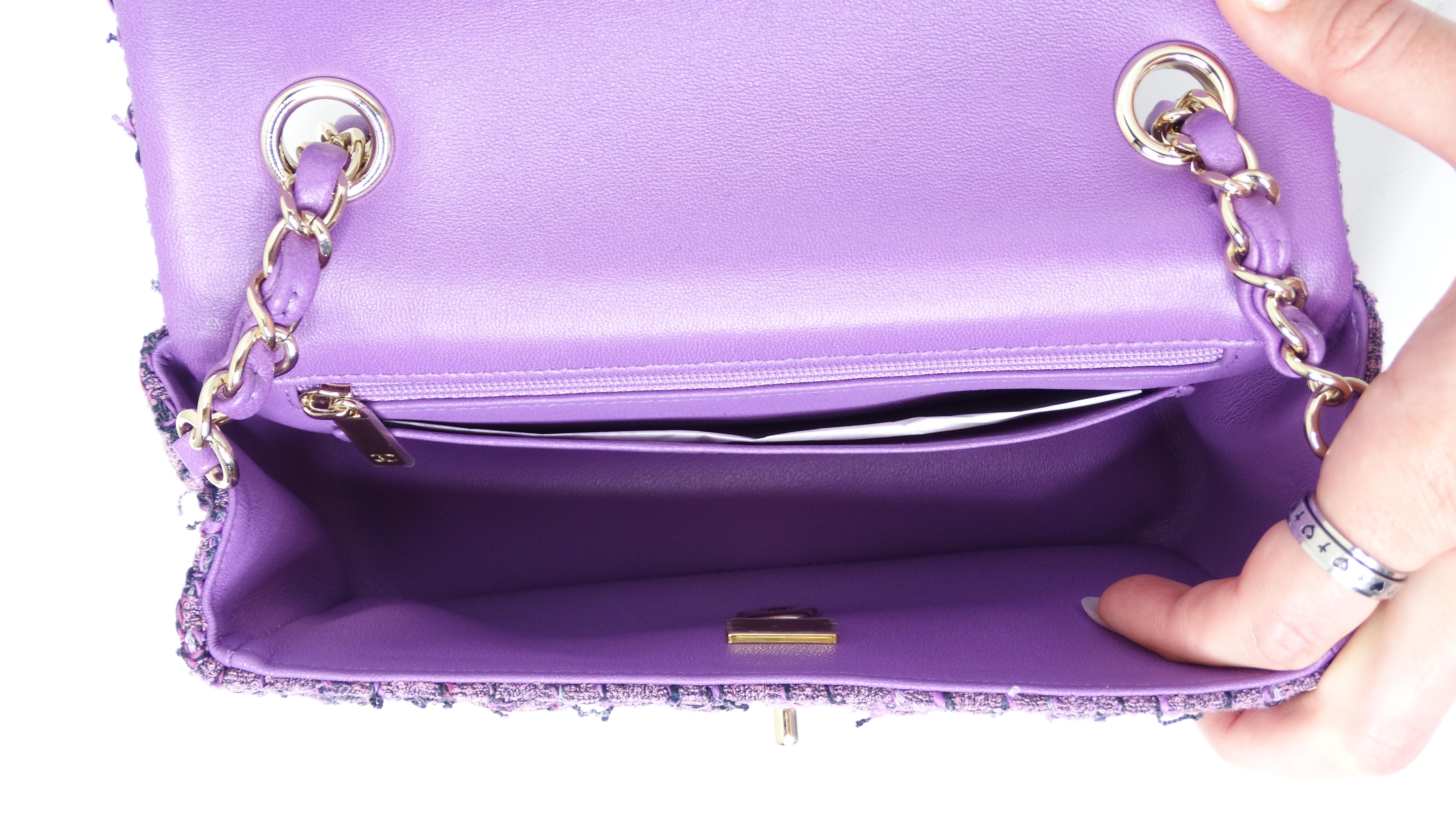 CHANEL SS 2022 Mini Purple Tweed Flap Bag 8