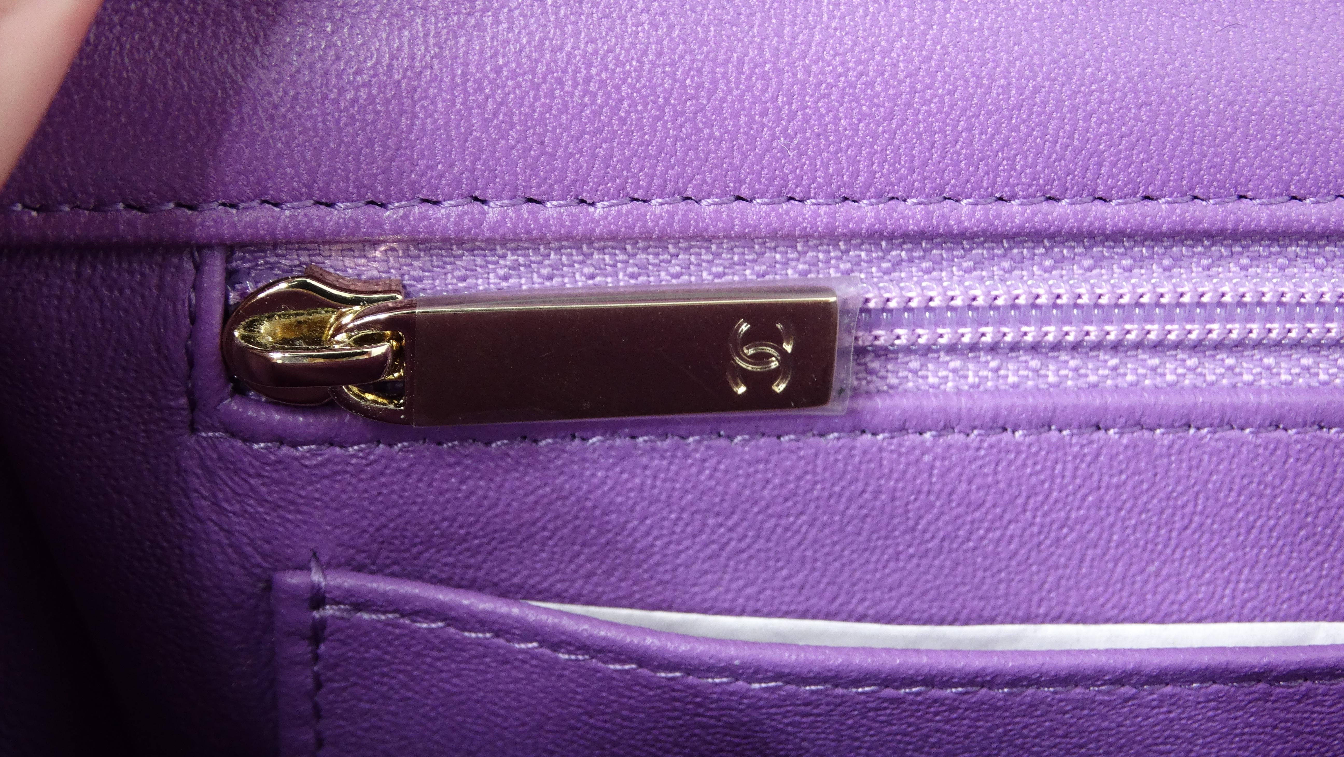 CHANEL SS 2022 Mini Purple Tweed Flap Bag 11
