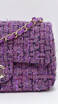 CHANEL SS 2022 Mini Purple Tweed Flap Bag