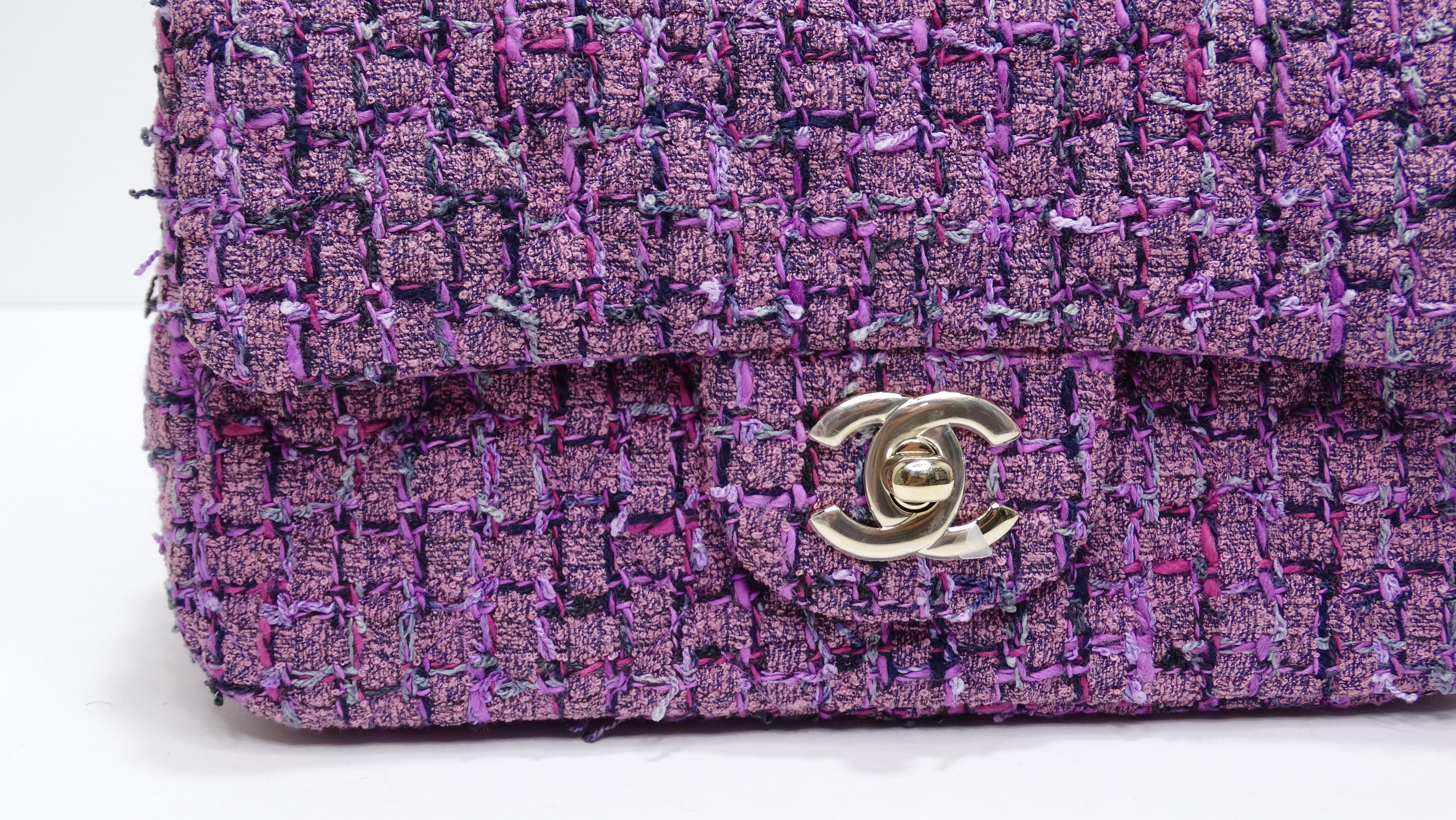 chanel purple tweed bag