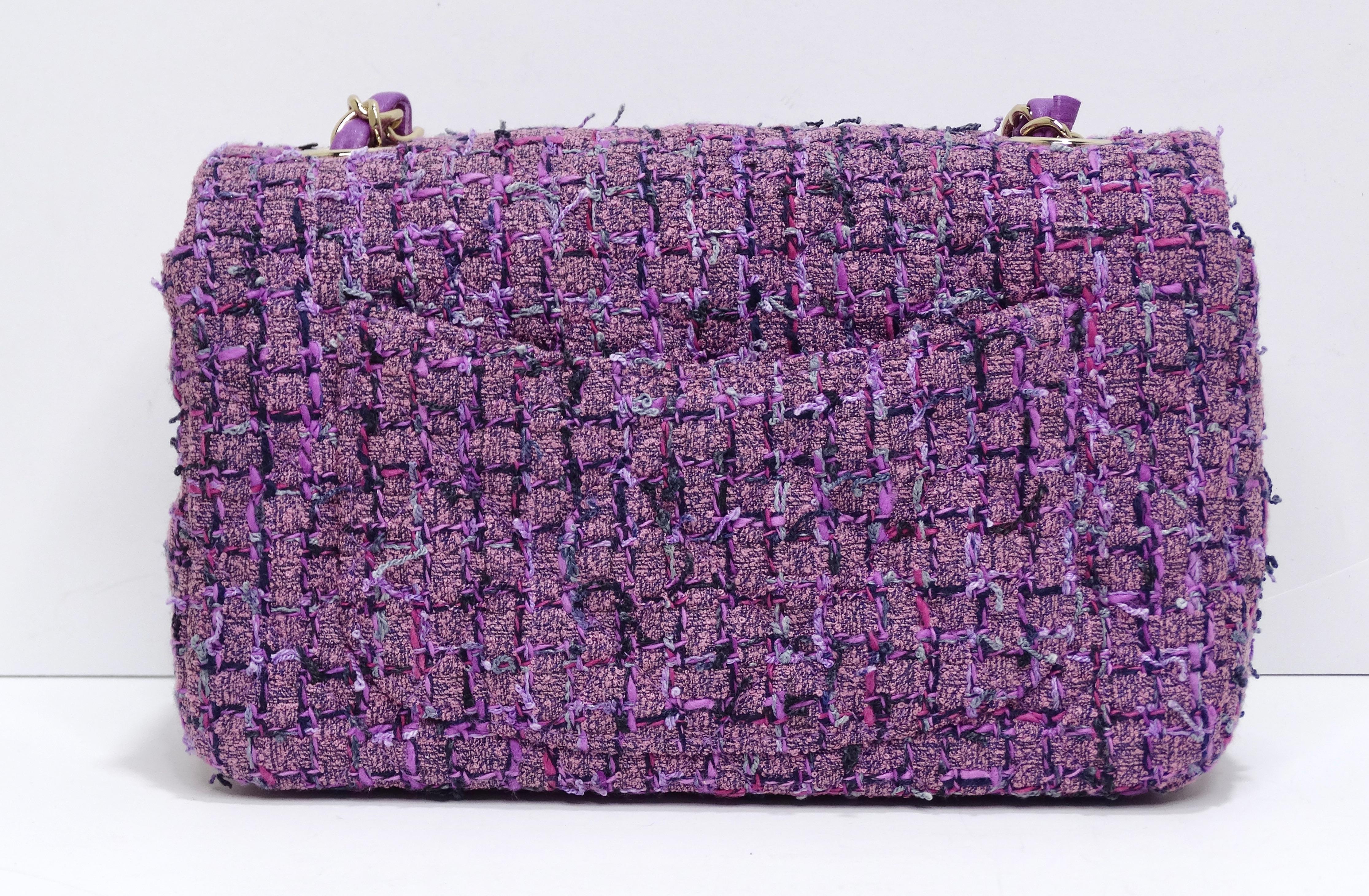 Women's CHANEL SS 2022 Mini Purple Tweed Flap Bag