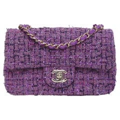 CHANEL SS 2022 Mini Purple Tweed Flap Bag