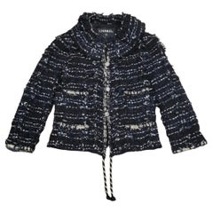 Chanel SS06 Fantasy Tweed Black Rope Trim Jacket Sz.38