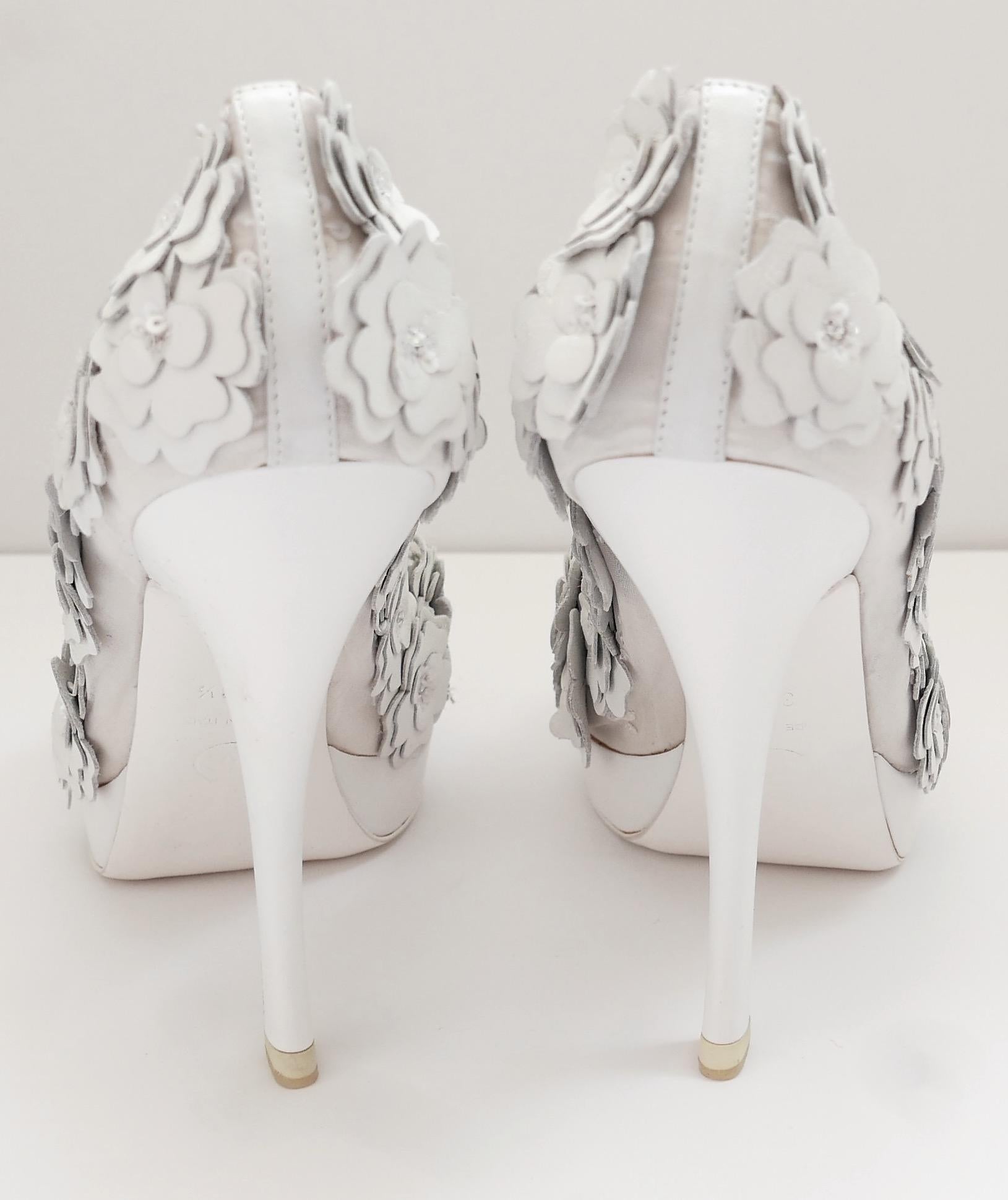 Chanel SS10 3D Camellia Embellished Heels For Sale 2