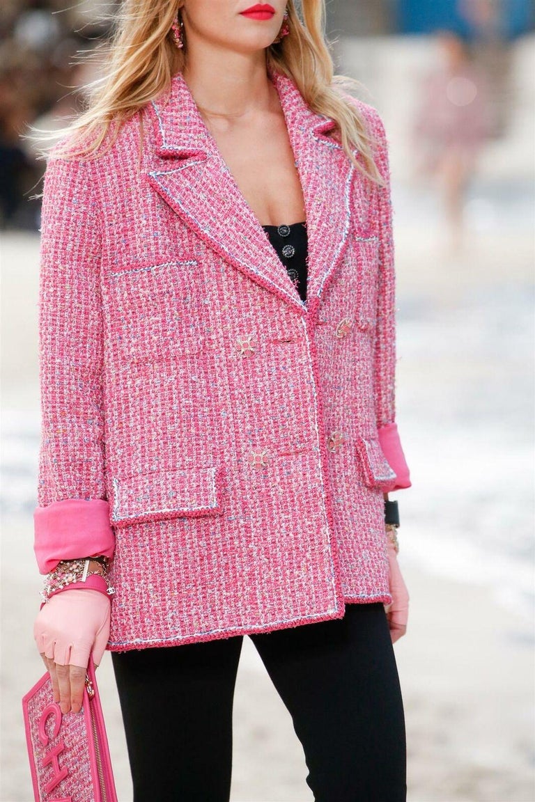 Chanel  Pink chanel, Pink tweed jacket, Fashion