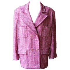 Chanel SS19 Oversized Cotton Blend Tweed Blazer 
