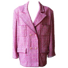 Chanel SS19 Oversized Cotton Blend Tweed Blazer