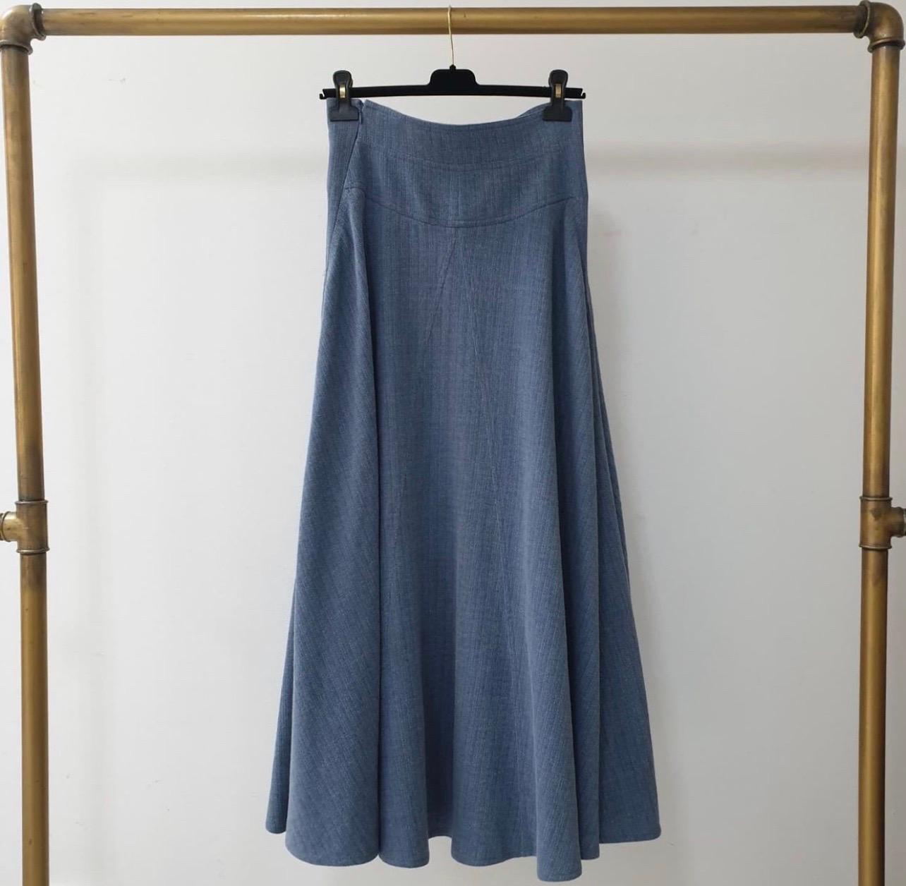 Chanel SS2016 Gonna midi in cotone blu Sz.44 In condizioni Nuovo in vendita a Krakow, PL