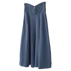 Chanel SS2016 Gonna midi in cotone blu Sz.44