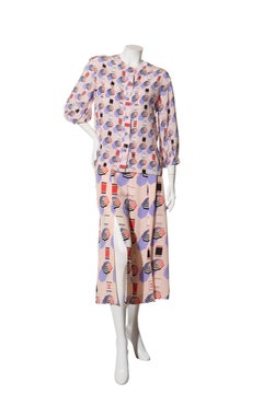 Chanel SS2019 Silk Lipstick Print Blouse & Pants Set FR 38 Collector’s Piece