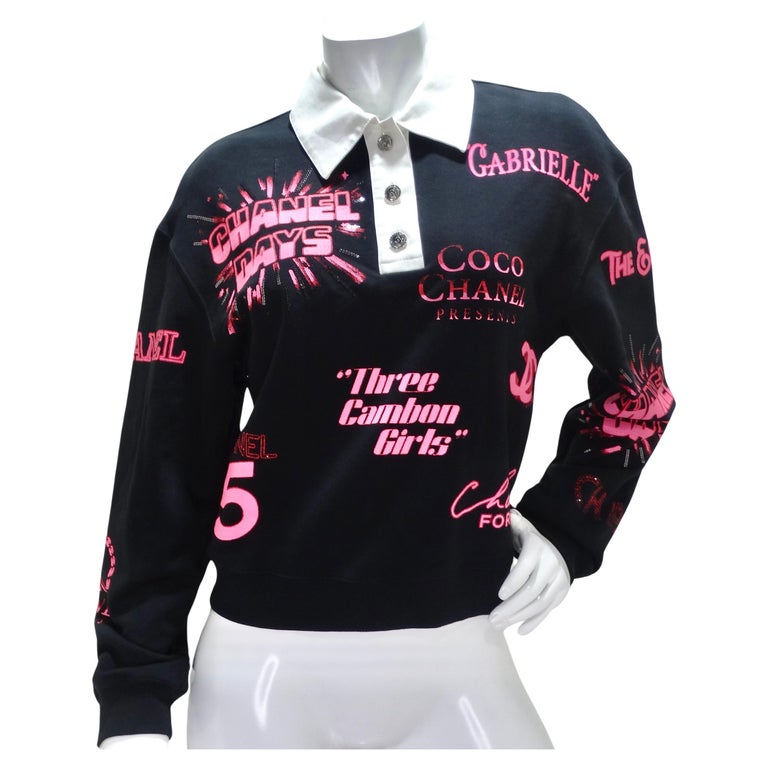 Chanel SS21 Pink Logo Polo Sweatshirt at 1stDibs
