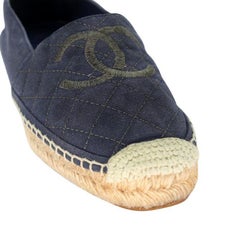Chanel Stacked Espadrille 37 Embroidered Canvas Quilted Flats CC-0707N-0011