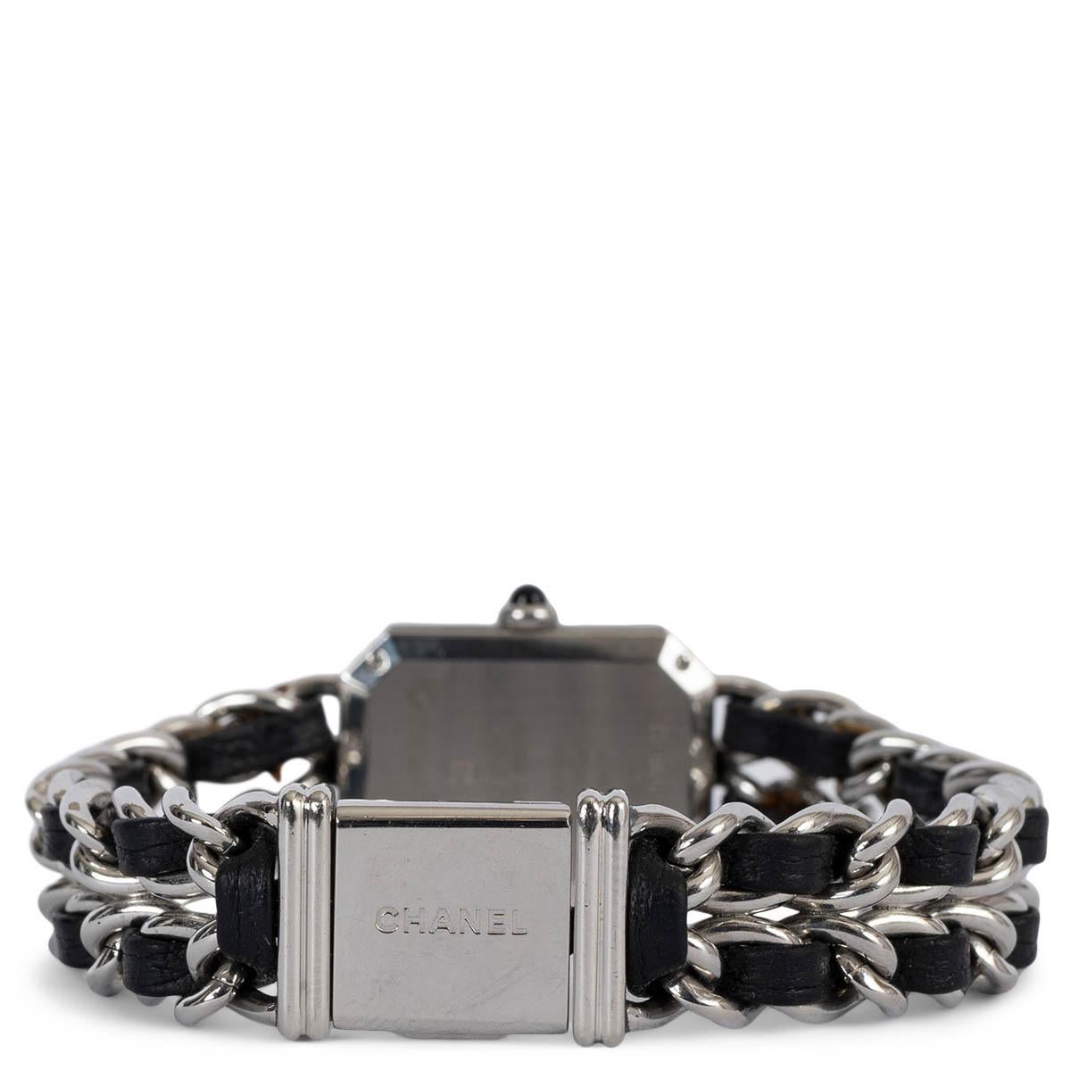 Women's CHANEL stainless steel & black PREMIERE ICON CHAIN Watch For Sale