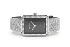 Chanel Stainless Steel Boyfriend Tweed Watch Medium with Diamonds H5318