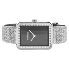 Chanel Stainless Steel Boyfriend Tweed Watch Medium with Diamonds H5318