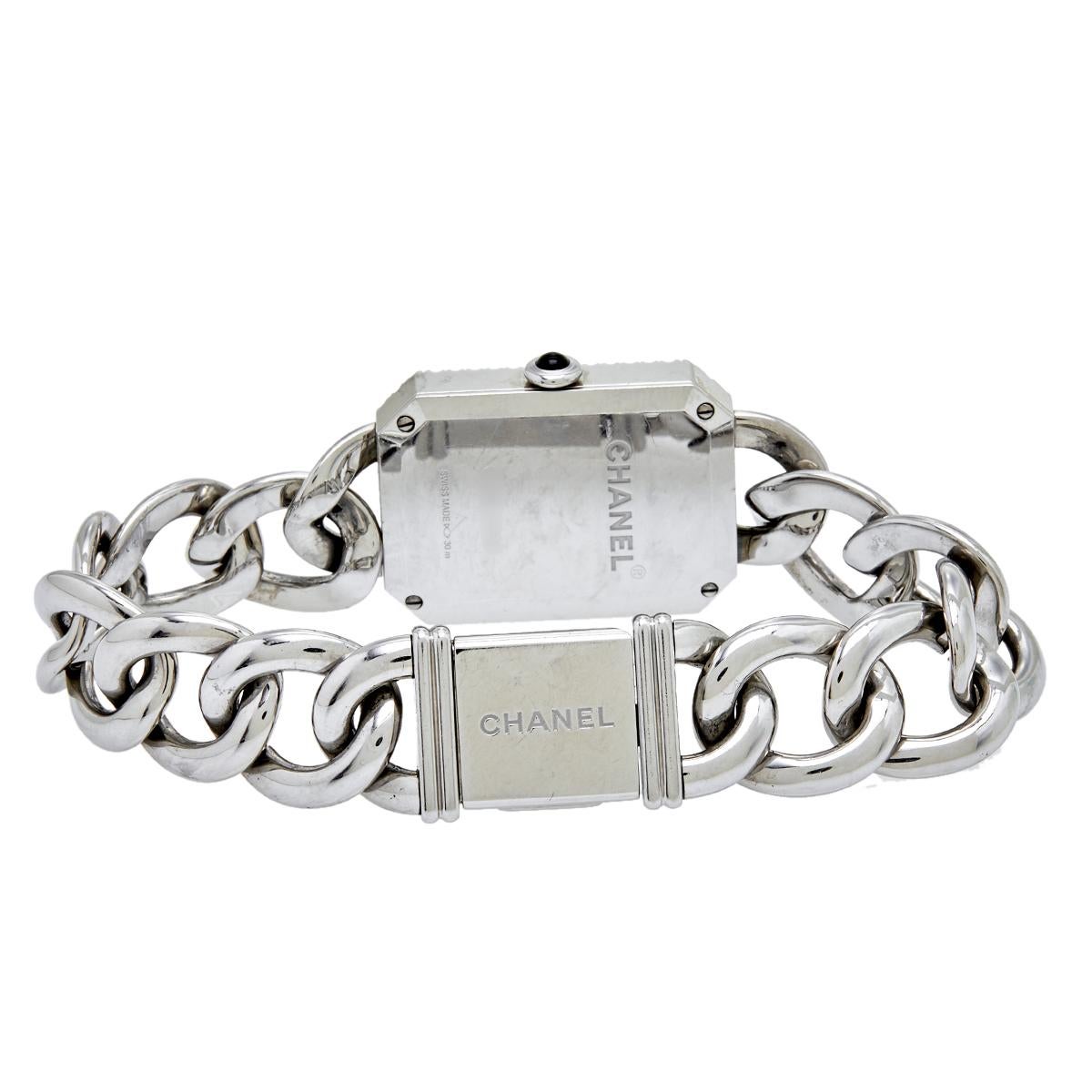 The Premiere watch by Chanel was the first timepiece from the house and instead of a round case, it has a rectangular one with cut edges, mimicking the bottle stopper of Chanel No.5 perfume. With a diamond-encrusted bezel, Chanel sculpted out the
