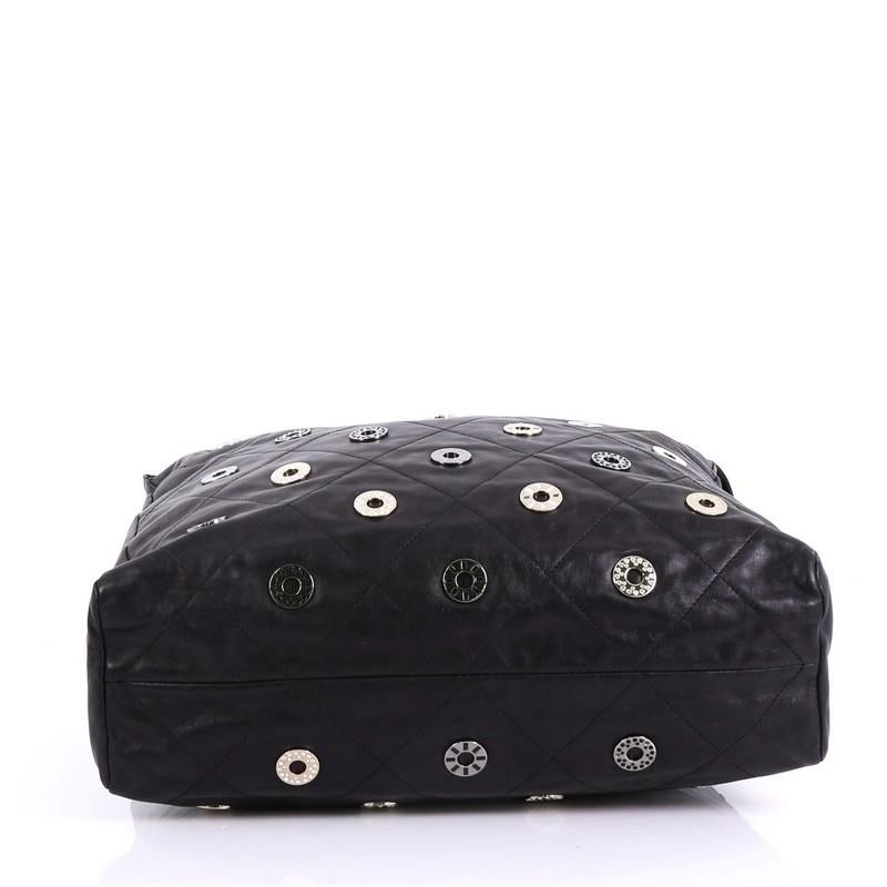 Black Chanel Star Attitude Hobo Grommet Embellished Quilted Leather Large,