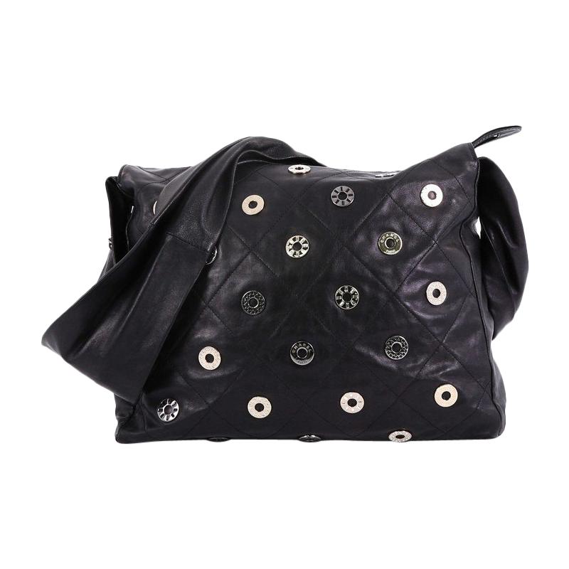 Chanel Star Attitude Hobo Grommet Embellished Quilted Leather Large