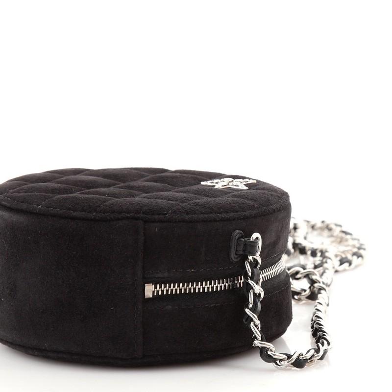 Chanel Star Round Clutch with Chain Quilted Suede with Crystal Embellished In Good Condition In NY, NY
