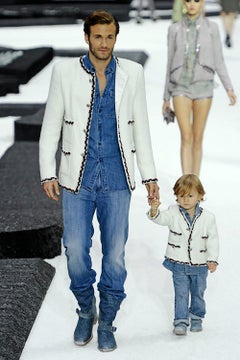 CHANEL Statement 2011 Navy Shimmer Tweed Jacket 34 FR