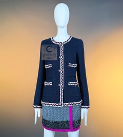 CHANEL Statement 2011 Navy Shimmer Tweed Jacket 34 FR