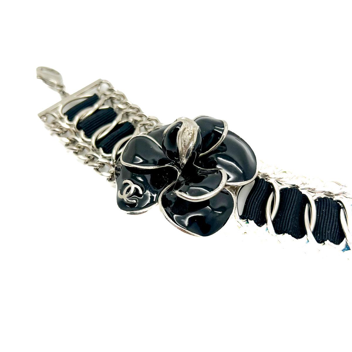 Chanel Statement Black Enamel Camellia Cuff 2006 1
