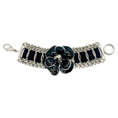 Chanel Statement Black Enamel Camellia Cuff 2006