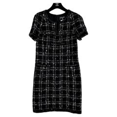 Chanel Statement Black Tweed Dress with CC Buttons 40 FR