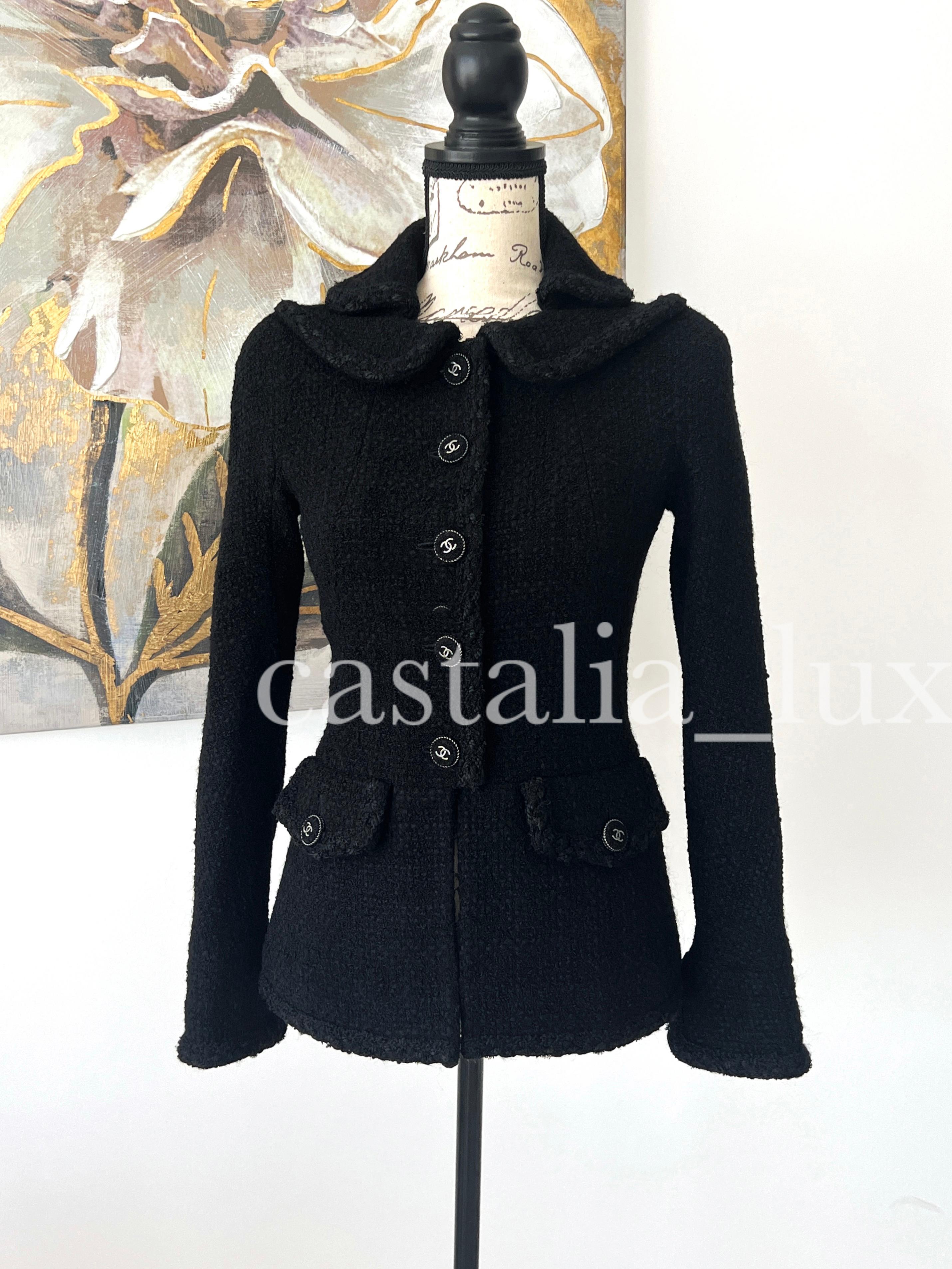 Women's or Men's Chanel Statement CC Buttons Black Tweed Jacket