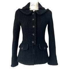 Chanel Statement CC Buttons Black Tweed Jacket