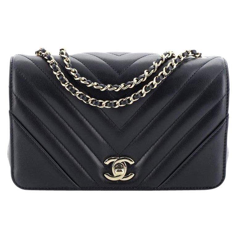 Chanel // Navy Leather Chevron Shoulder Bag – VSP Consignment