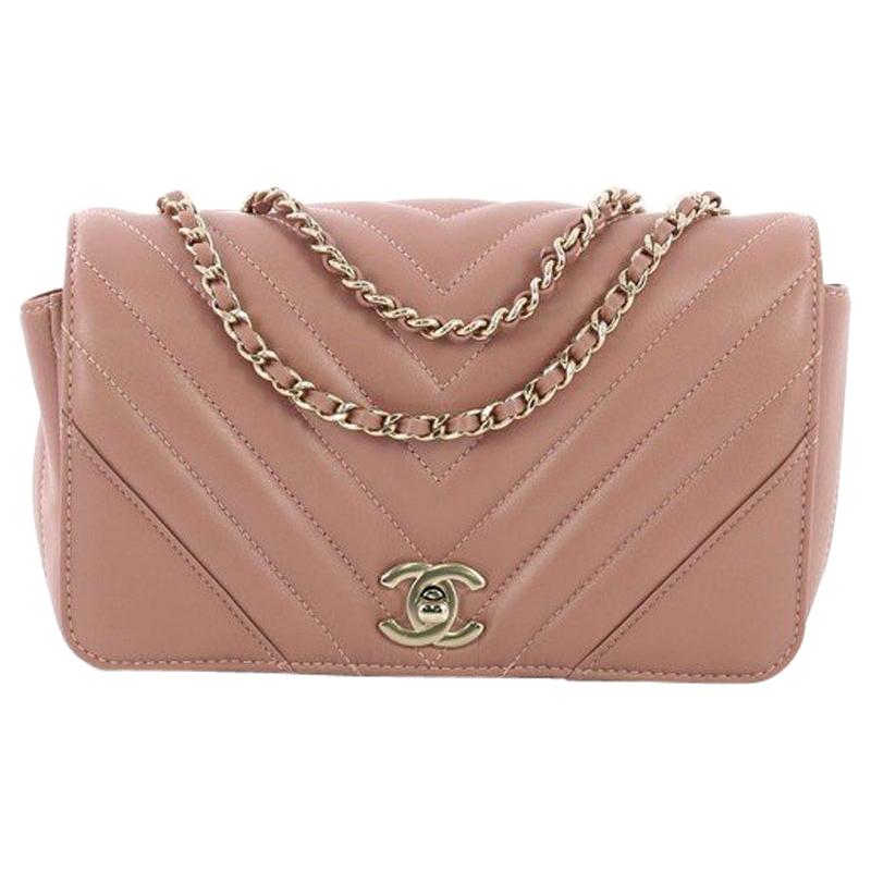 Chanel Statement Flap Bag Chevron Calfskin Small