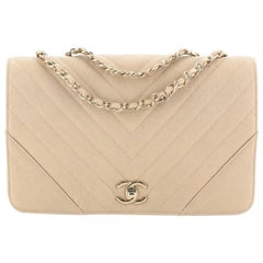 Chanel Statement Flap Bag Chevron Iridescent Caviar Medium