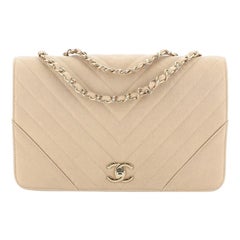 Chanel  Statement Flap Bag Chevron Iridescent Caviar Medium