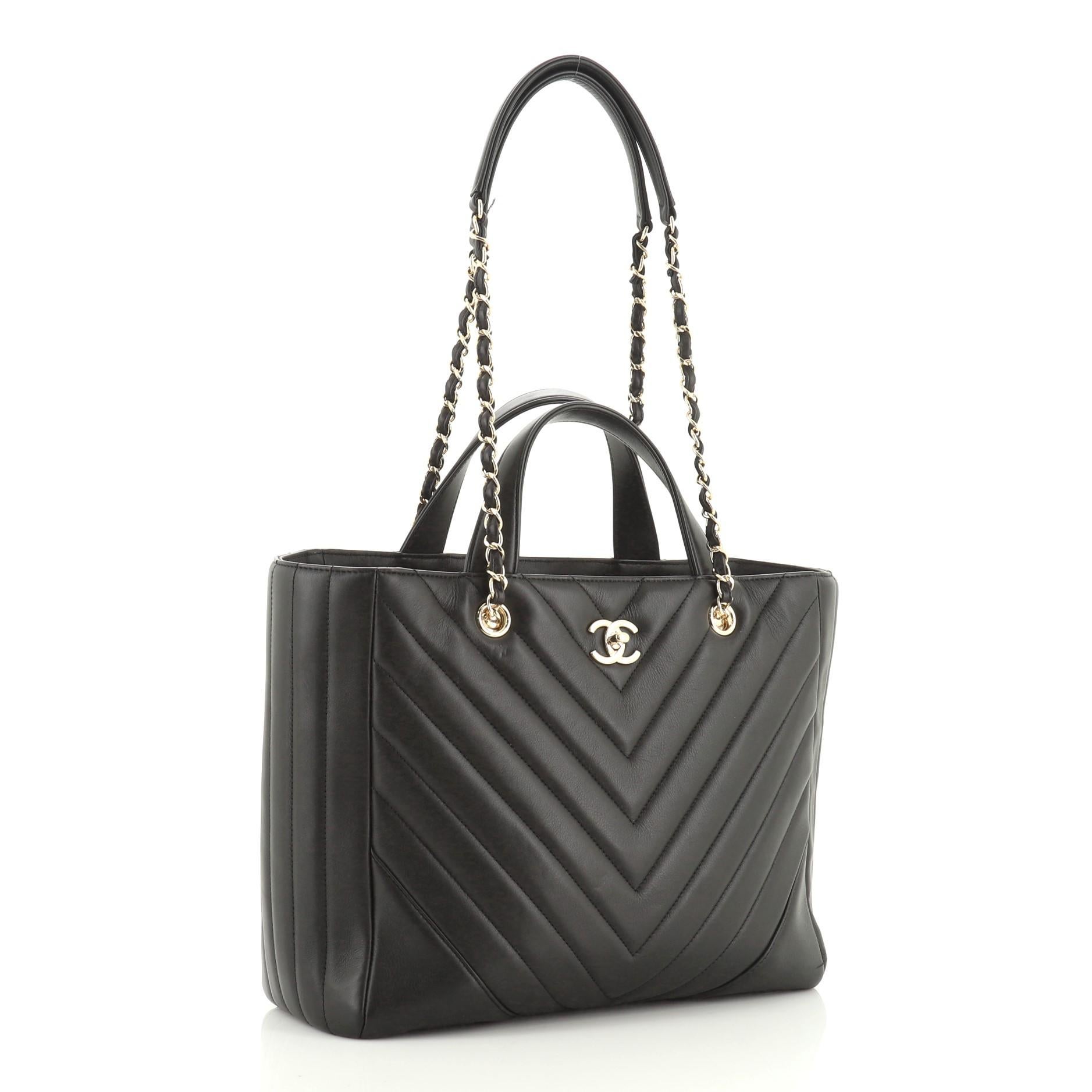 chanel chevron shopping tote