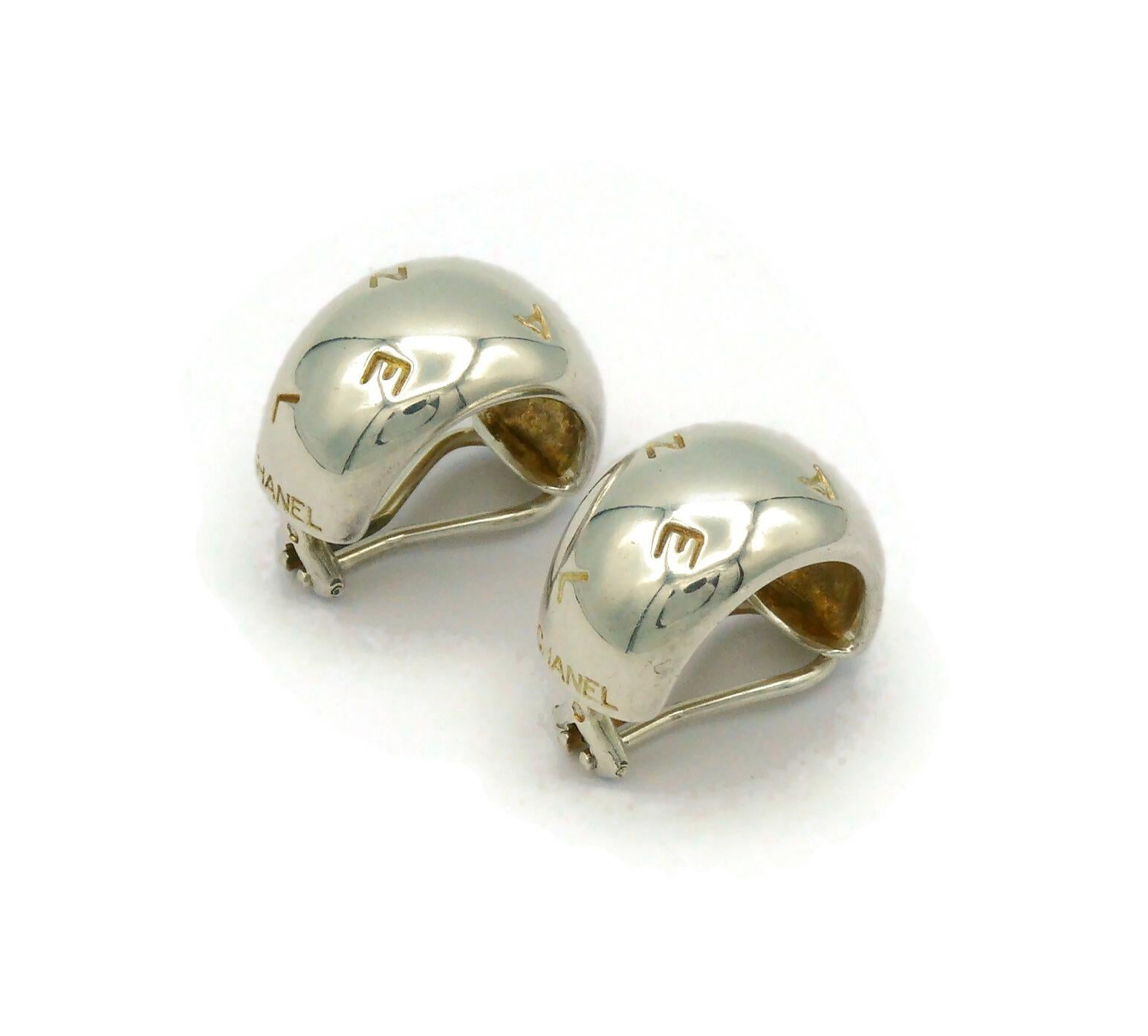 silver chanel hoop earrings