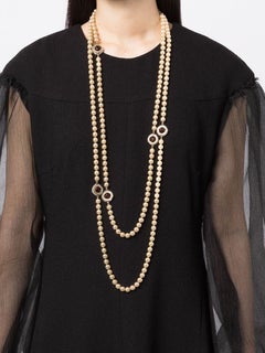Chanel Stone-embellished Faux-pearl Double Strand Necklace