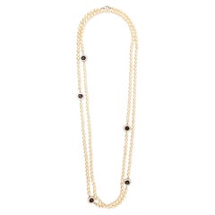 Chanel Stone-embellished Faux-pearl Double Strand Necklace 