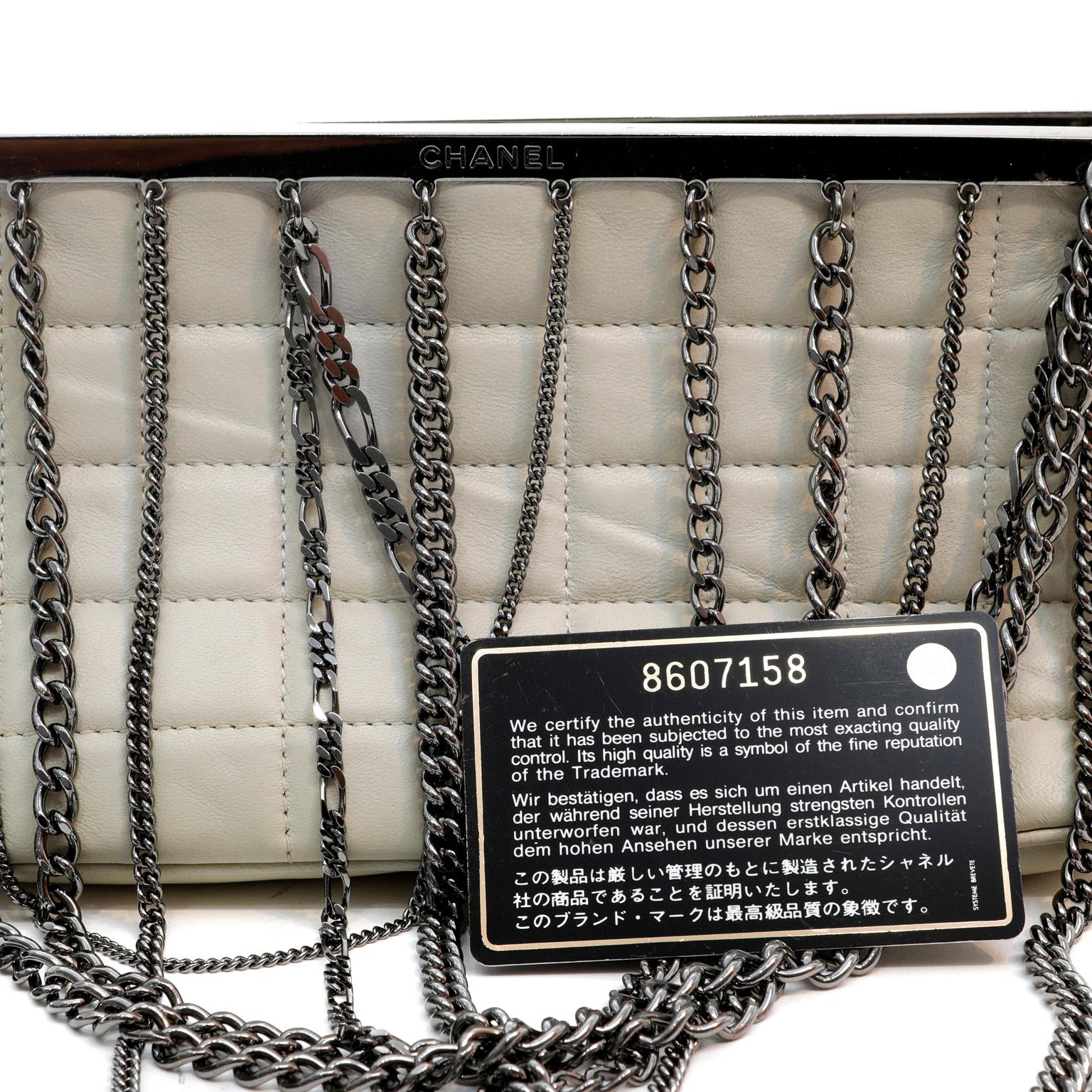 Gray Chanel Stone Quilted Leather Dripping Chains Bag