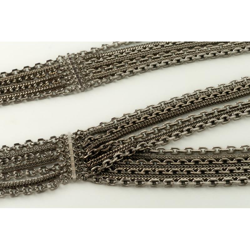 Chanel Straps in Silver Chain, Black Leather and Camellia Spring, 2007 1