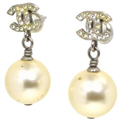 Chanel Strass and Faux Pearl CC Dangle Earrings