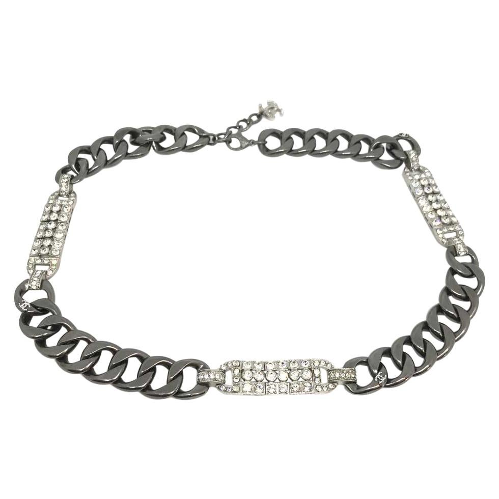 CHANEL Strass And Ruthenium Metal Chain Belt For Sale